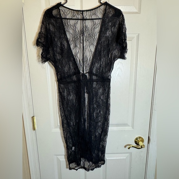 Duets Lace Midi Maxi Beach Cover Up Boho Kimono Black Sz‎ M - Picture 4 of 10